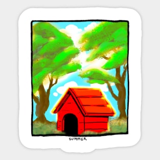 The Red Dog House in Summer Sticker
